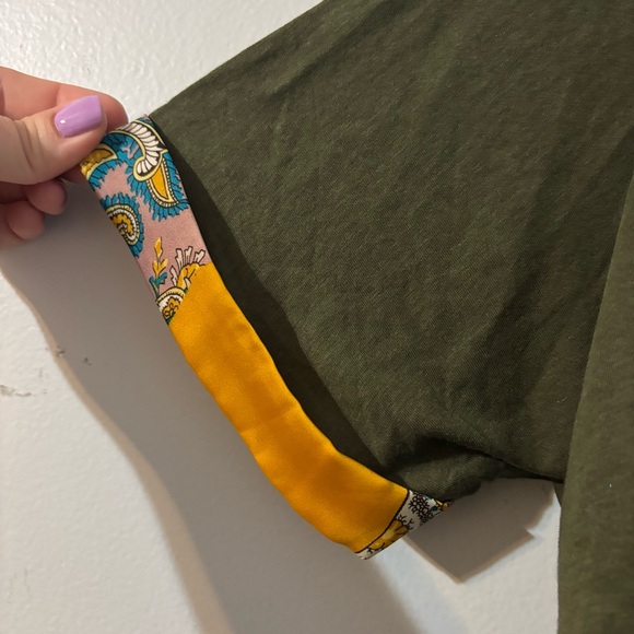 Anthropologie Green and Orange Asymmetrical Blouse - Picture 5 of 7